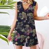 Women's Floral Summer Jumpsuit - Loose, Casual Beach Tank & Shorts