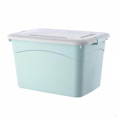 Plastic Storage Box, Large Capacity, Portable Handle, Home Organizer, Covered Bin, Clothes, Toys