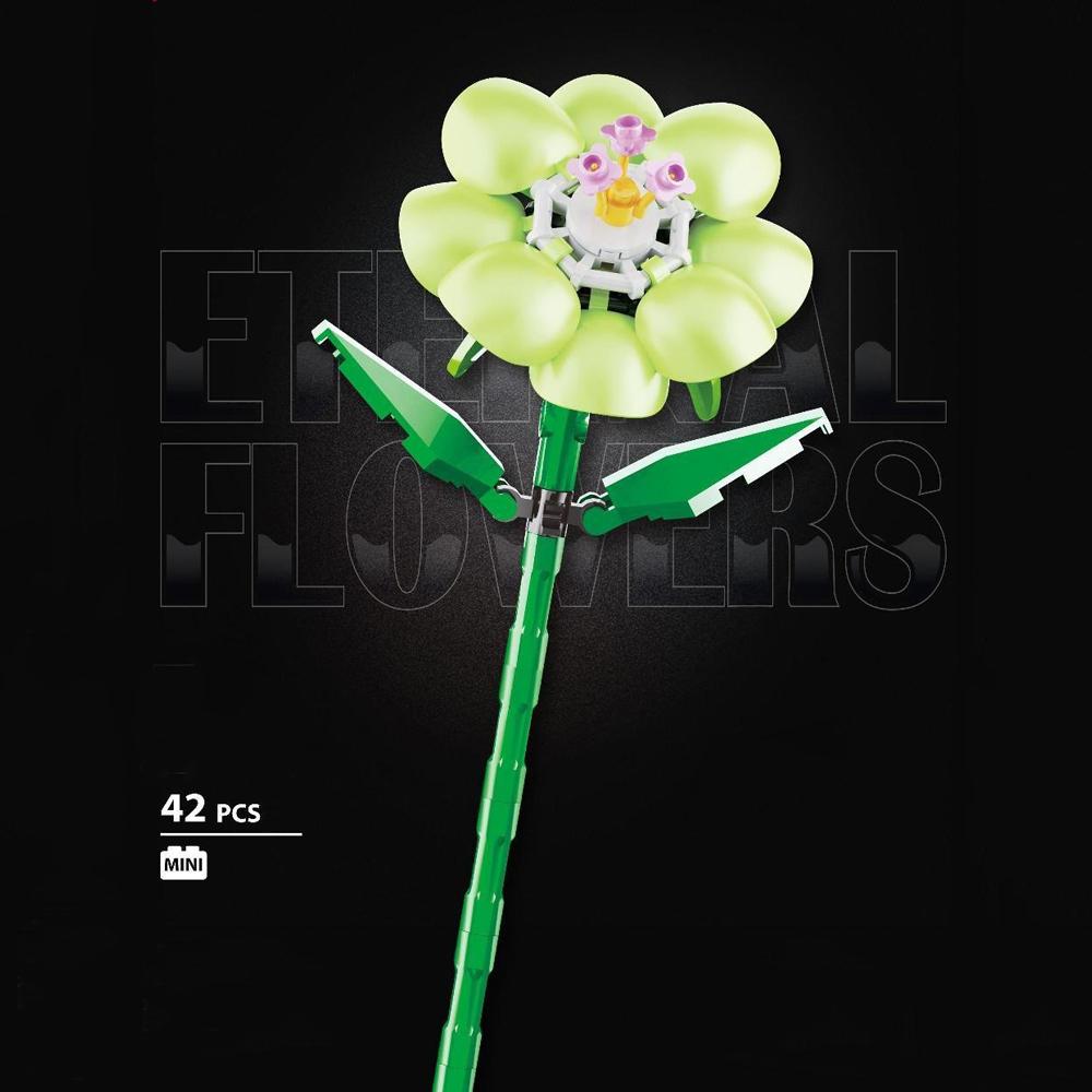 Potted Plants Flower Rose Sunflower Lily Orchid Chrysanthemum Micro Building Blocks Home Decoration Assemble Bricks Toys Kids