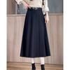 High Chic Gray Skirt Pleated Waist Slimming Midi Length Elegant Long Skirt For Ladies