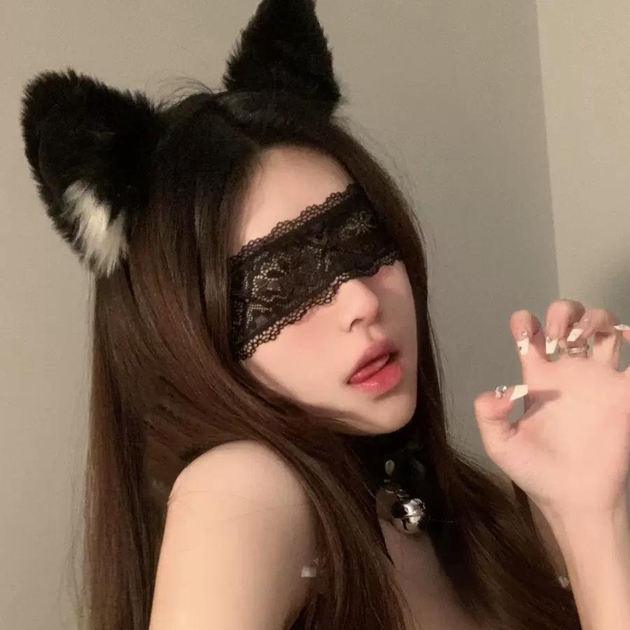 

Cat Ear Bell Headband & Fox Hairpin with Lace Eye Mask - Cute Hair Accessories Set