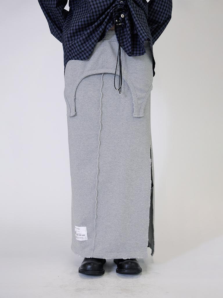 Holpeipeo Layered Sweat Maxi Skirt (Gray)