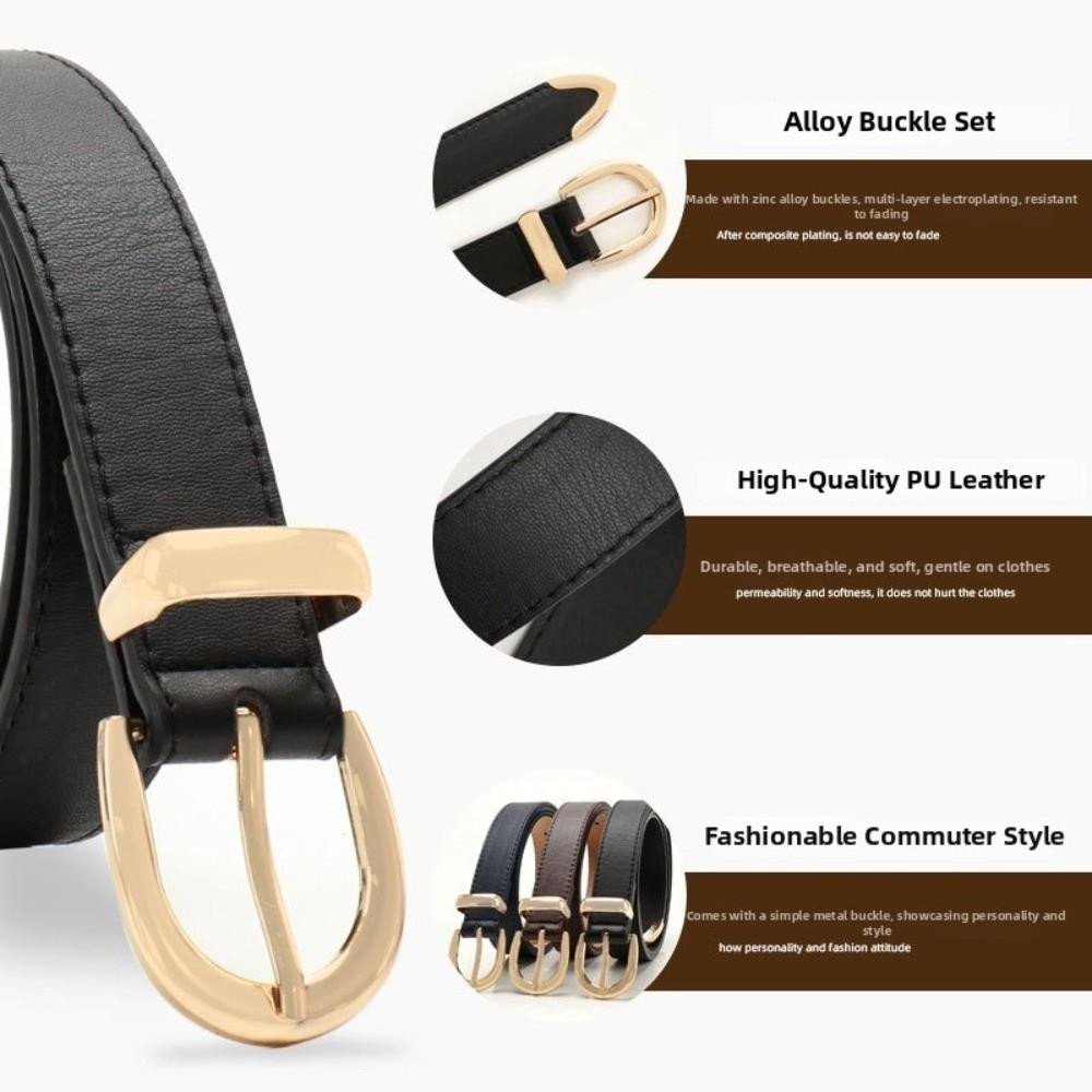 Metal PU Leather Belt Pin Buckle Trousers Belt Cool Women Waistband  Male