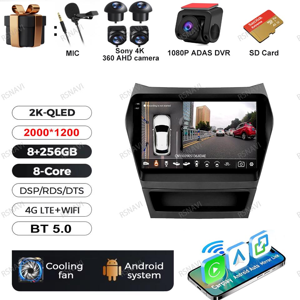 Car Radio Android 16 For Hyundai Ix45 Santa Fe 2013 2014 2015 2016 2017 Autoradio Qualcomm Navigation QLED BT GPS Head Unit DSP