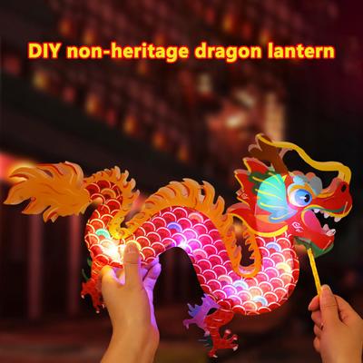 2024 Mid-Autumn Festival Lantern Festival Handmade Diy Lantern Material Bag Children'S Hand-Held Luminous Pvc Dragon Lantern Lan