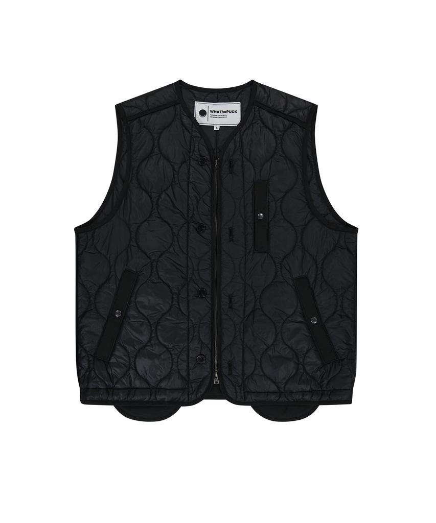 Whathepuck Overpocket Quilted Vest Black