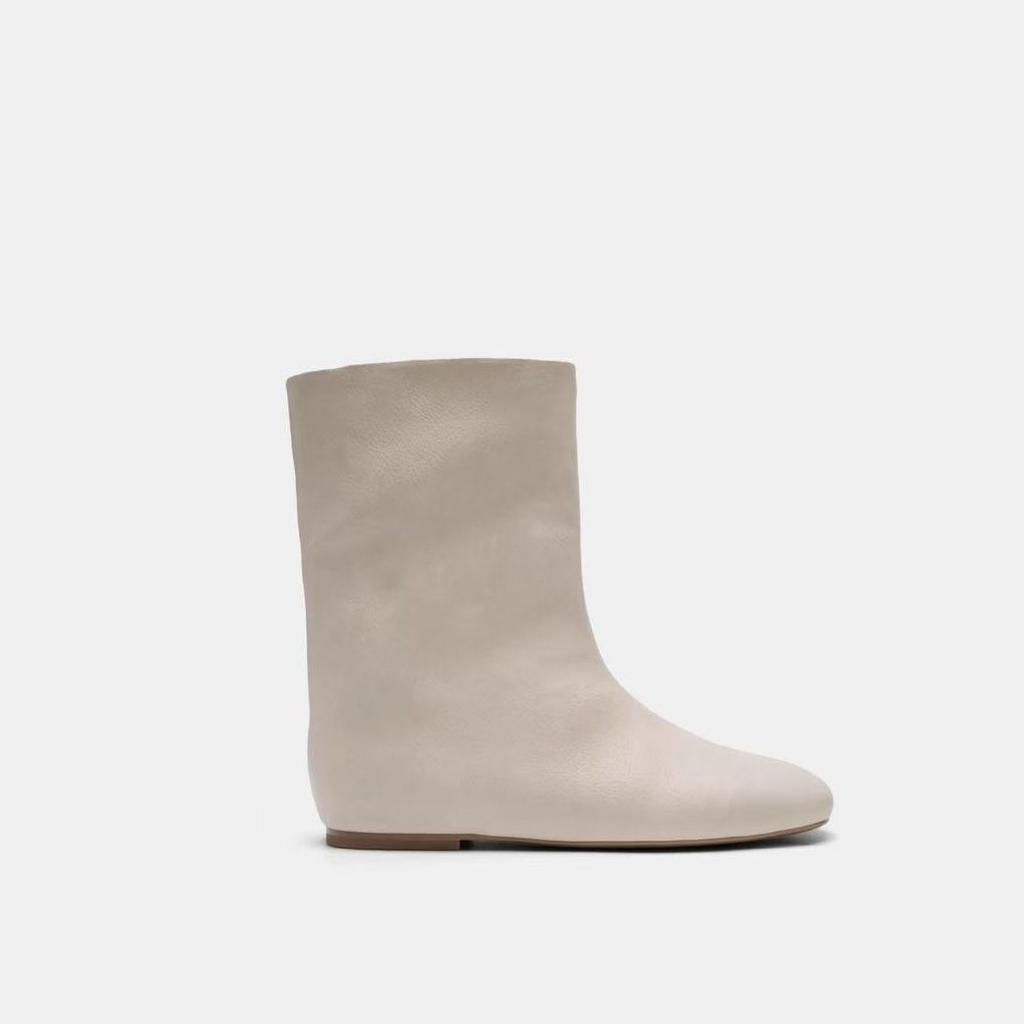 Cowhide version~ inner height increase French beige long knight boots women's boots square head thin boots straight fashion boots