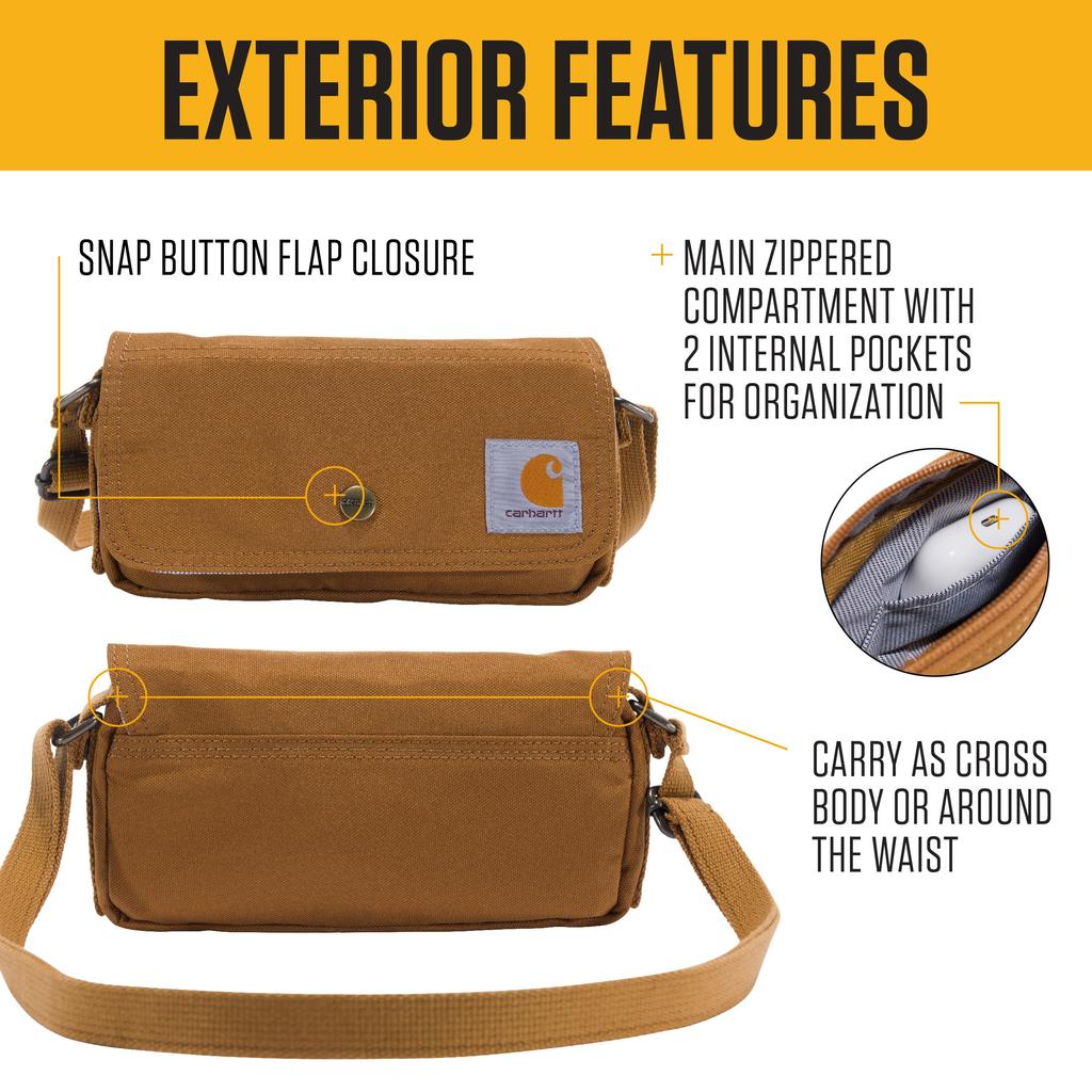 Carhartt Crossbody Horizontal Sling Clutch Waist with Detachable Black Bag, Bag, Bag, Pack, Strap,