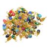 50pcs Colorful Faceted Crystal Drop Glass Filigree Flower Cap Dangle Charms