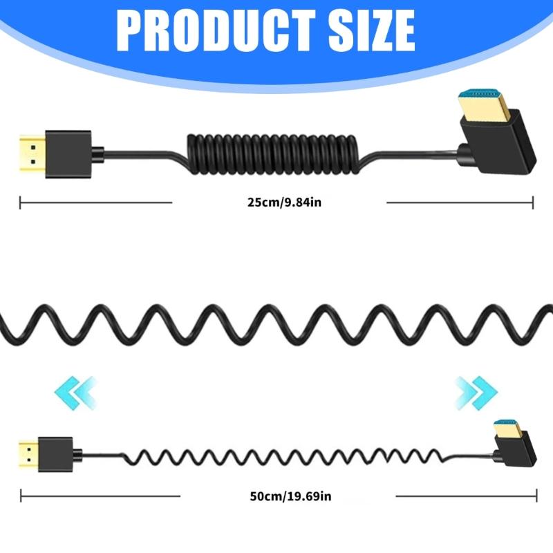 Spring Coiled UHD2.1 2.1 Cable 8K@60Hz Stable Signal Transmission Gold Plated Connectors for Gaming Consoles Projectors