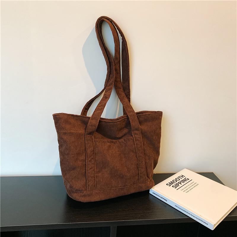 Large Capacity Korean Style Tote Bag Velvet Shoulder Bag 2022 New Street Fashion Trend коричневый