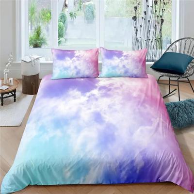 Home Living Luxury Colored Clouds Print 2/3Pcs Soft Duvet Cover PillowCase Queen and King Size Kids Bedding Set EU/US/AU Size
