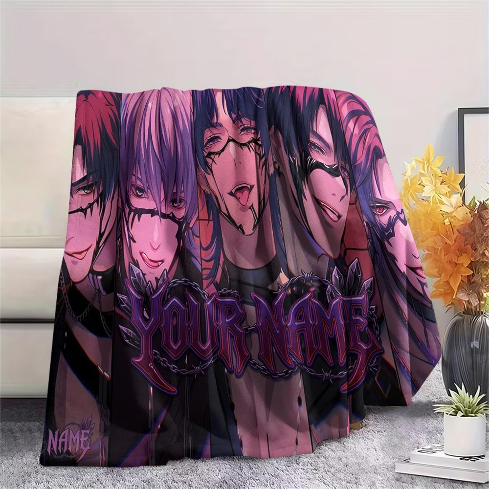 1PC Anime Series Custom Name Patterned Flannel Blanket Suitable For All Seasons For Home Decor Warmth And Comfort Gifts Holiday Present