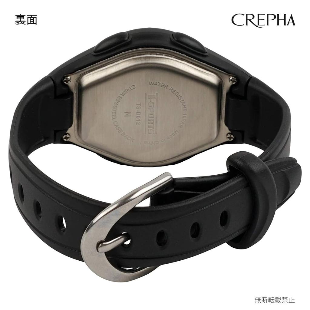 [Clefa] Digital Women's Watch Waterproof Stopwatch Lap Time Calories Burned Measurement Black TS-D012-BK