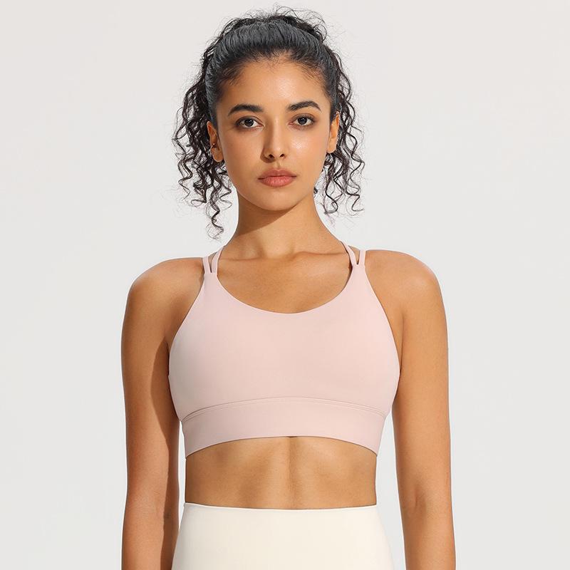 Soutien-gorge de sport de yoga antichoc à bretelles fines - Sèche rapidement, galbant et design dos magnifique