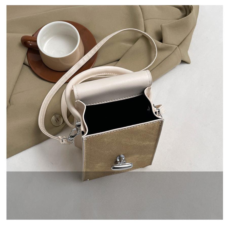 Retro Color Block Faux Leather Phone Bag for Women, Chic Small Square Shoulder Crossbody Purse, Vintage Style Handbag