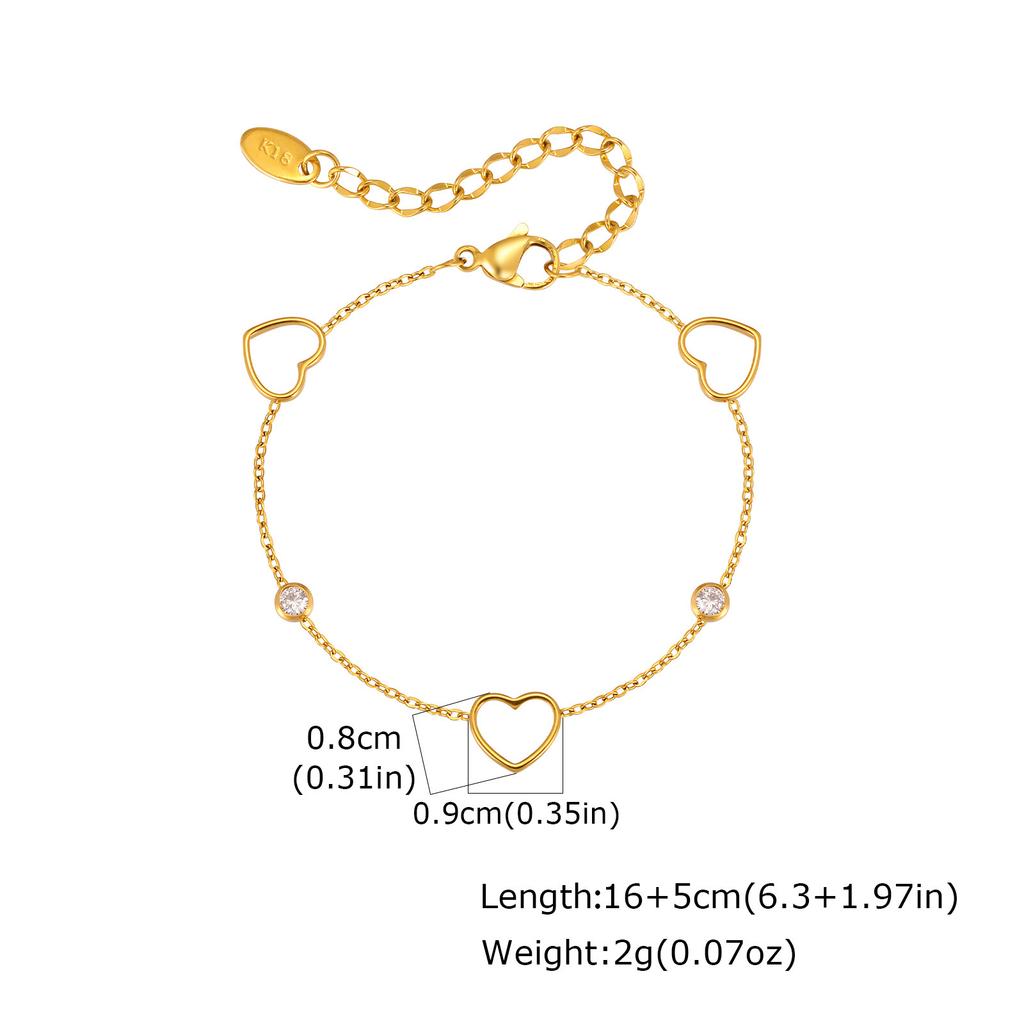 Wind Ladies Jewelry Stainless Steel Heart Inlaid Butterfly Flower Bracelet Necklace, Niche Delicate Clavicle Chain 2536