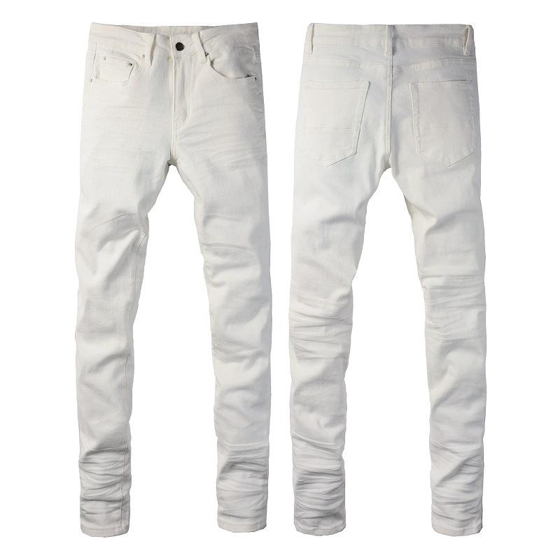 Fashionable, Casual, High-street White Jeans for Men – Slim-fit, Stretch, Ripped White Trousers