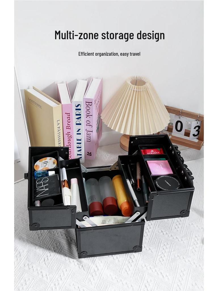 Multilayer Professional Makeup and Nail Art Tool Box, Medium-Large Handheld Case