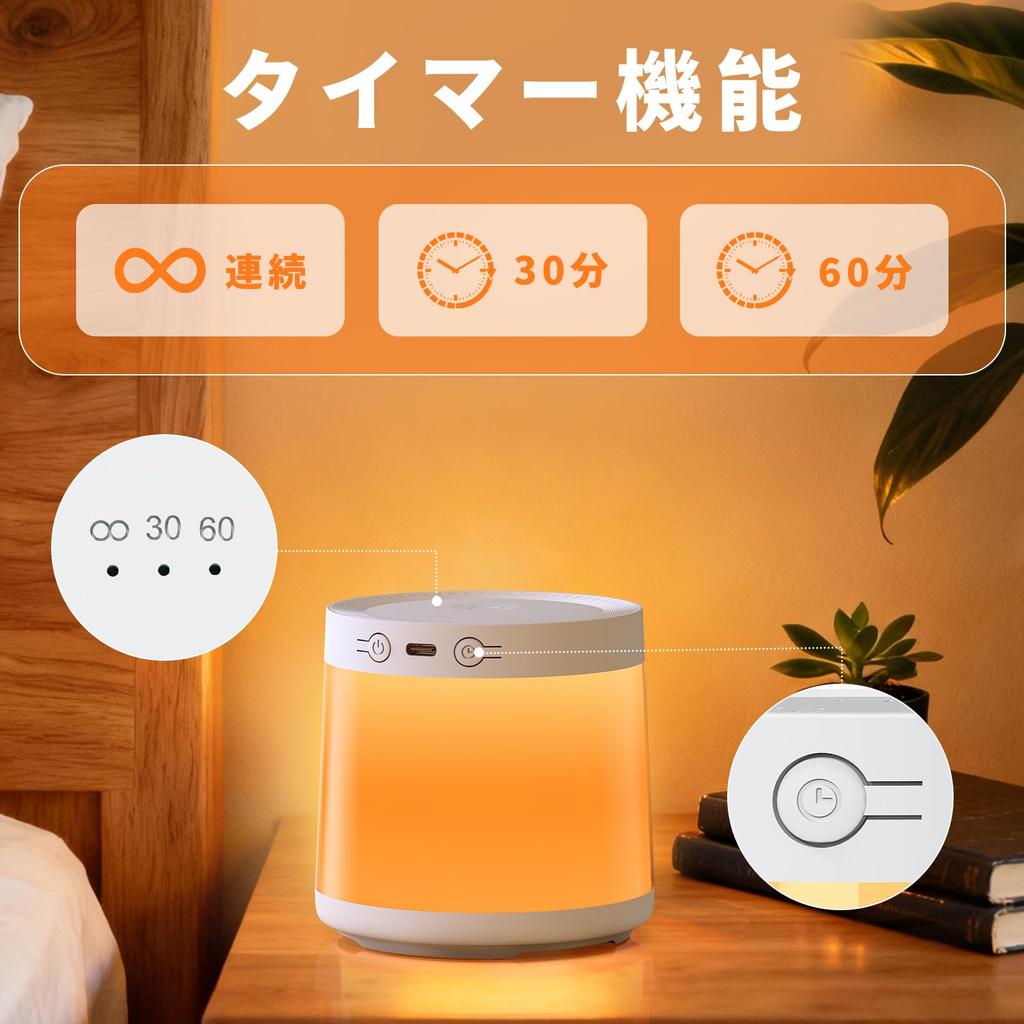 Wasou Bedside Lamp, Nursing Light, Night Light, USB Charging, 5200mAh Large Capacity, Ambient Lighting, ColorBrightness Adjustable, Timer Function,