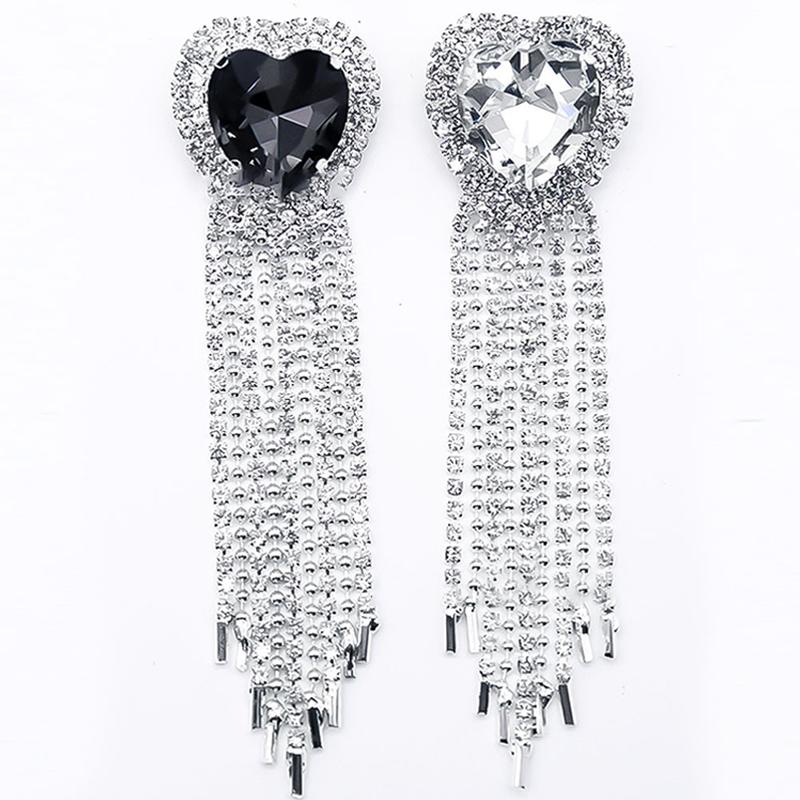Korean Chain Heart Chain Metal Tassel Brooch For Women Men Suit Decoration Tassel Chain Metal Bead Pin Cloth Jewelry Accessories