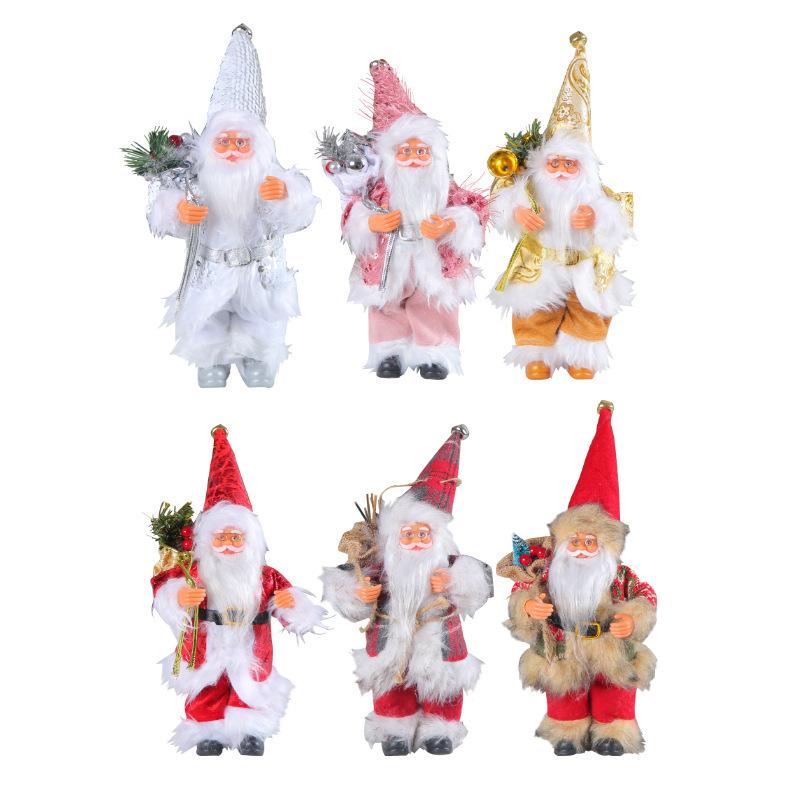 Zhongran 9-Inch Standing Santa Claus Ornament, Creative Christmas Tree-Hugging Doll Window Decoration Props