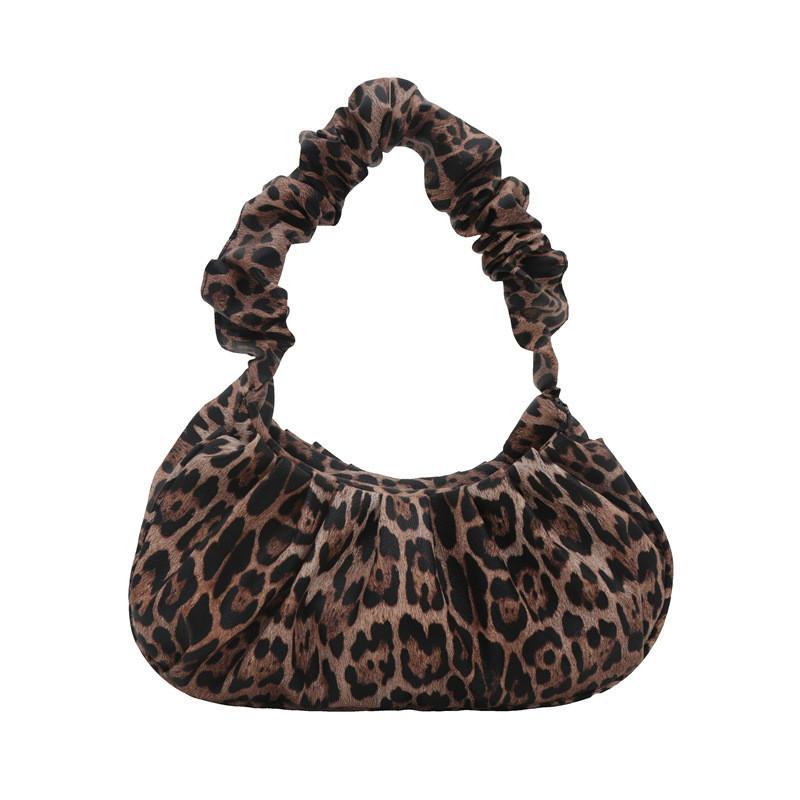 

Stylish Leopard Print Pleated Shoulder Bag For Women Perfect For Autumn Winter коричневий