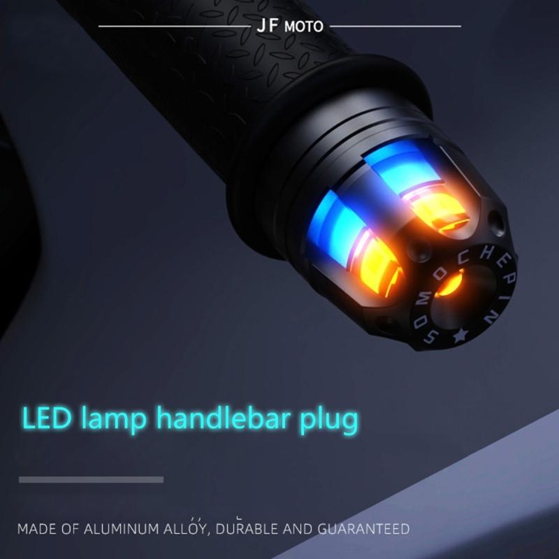 Motorcycle Scootor LED Handlebar End Turn Signal Corner Light DC12V Flasher Handle Grip Blinker Side Marker Hand Lamp 2x