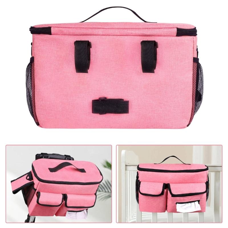 Lightweight Hanging Storage Bag for Strollers Reinforced Stitching Design Portable Compact Baby Pram Cart Accessory