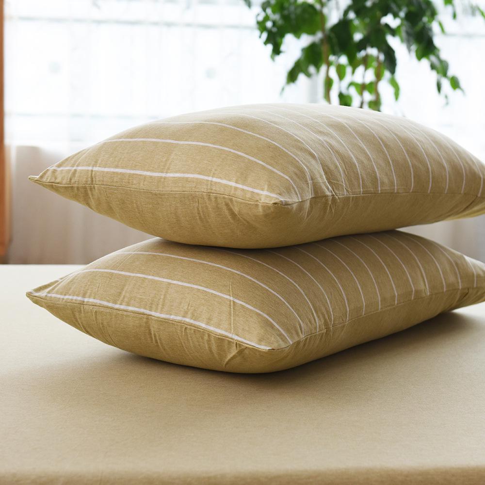 Pure Cotton Jersey Striped Bedding Set: Pillowcase, Duvet Cover, Fitted Sheet - Ideal for Dorms