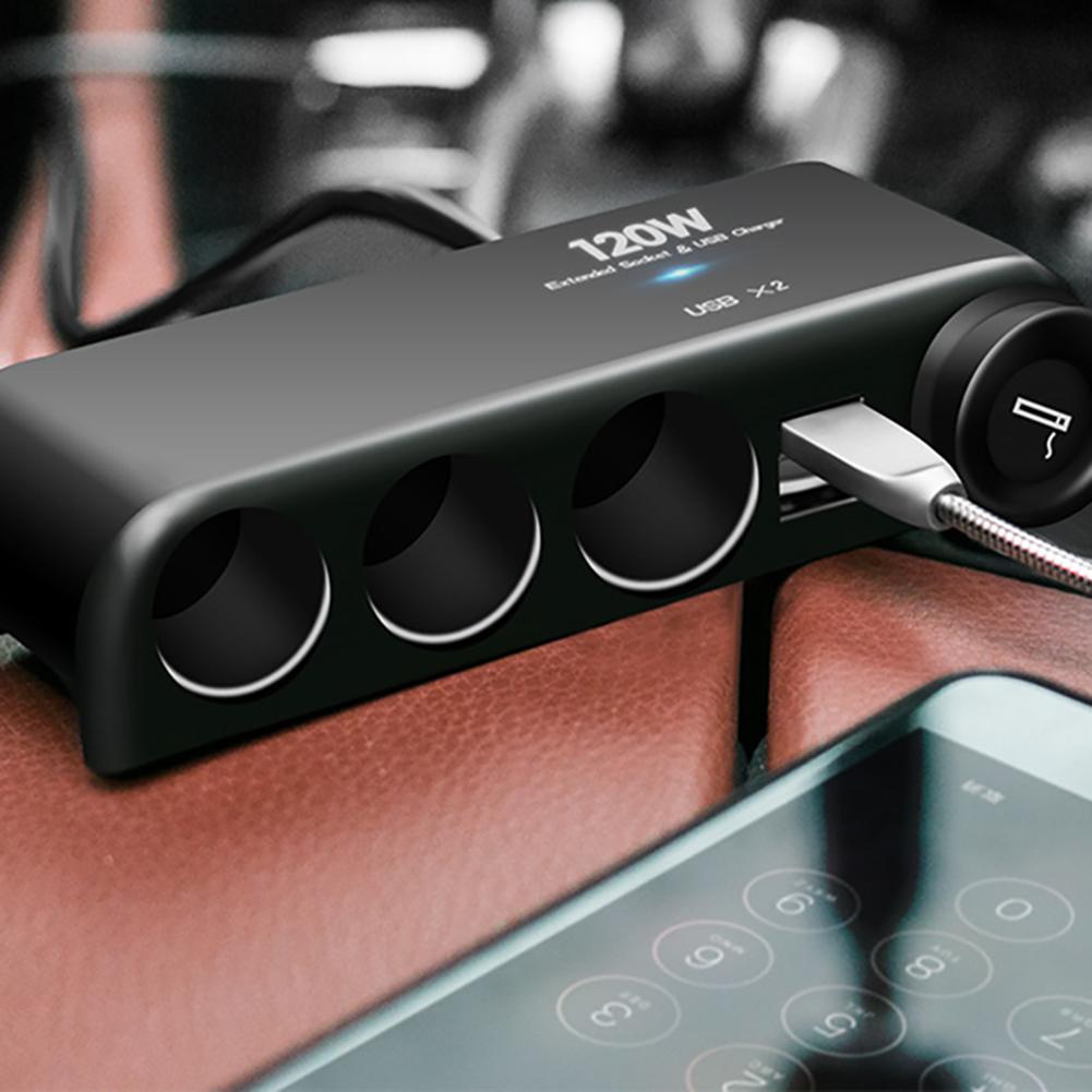 4-in-1 Car Charger Adapter Cigarette Lighter Multi Socket Cigar Jack Splitter Dual Usb Power Distributor Interior Parts Plug 12V