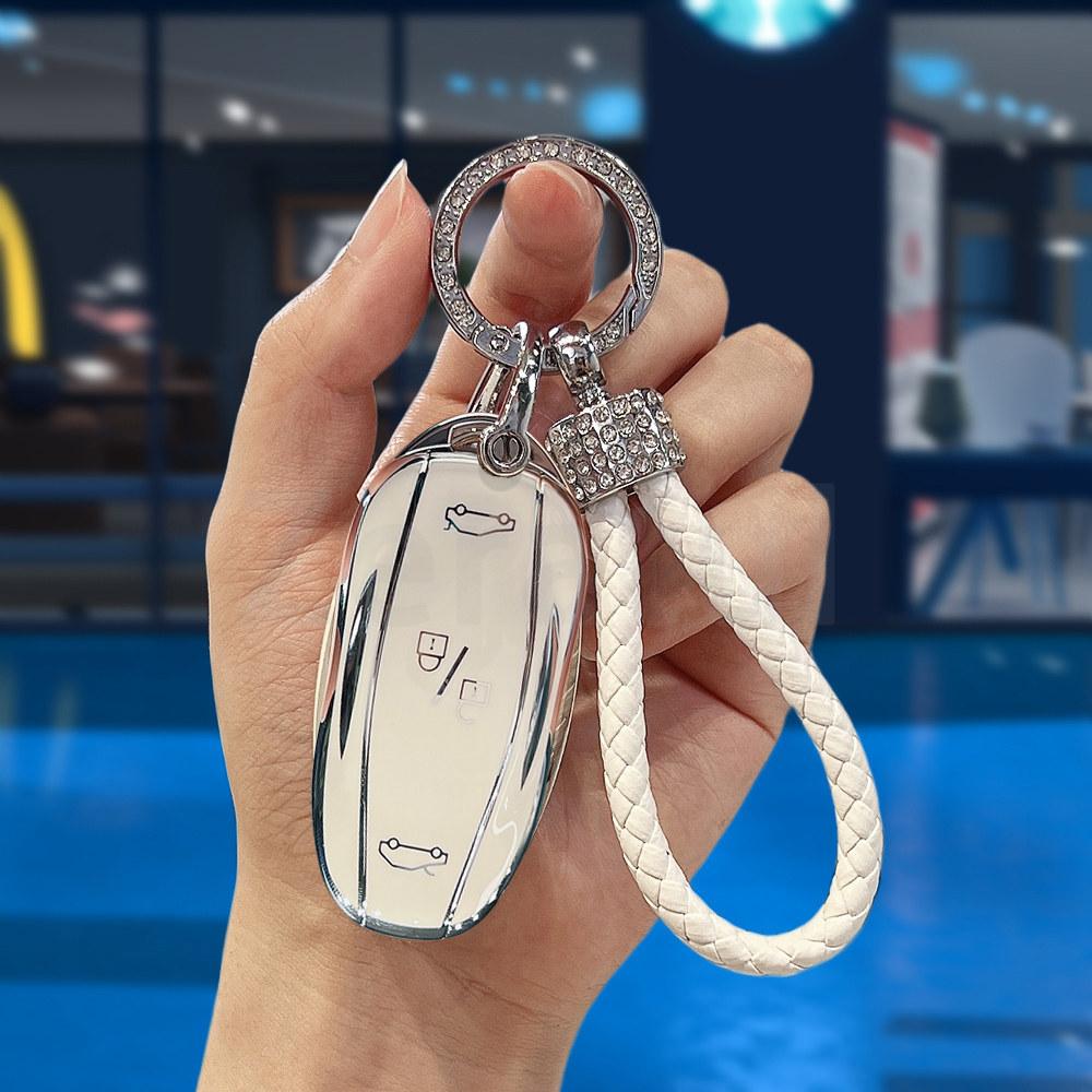Silberne Kante TPU Auto Keyless Schale Fob Für Tesla Model 3 Y X Model S Schutz Hülle für Auto Fernbedienung Schlüssel Zubehör
