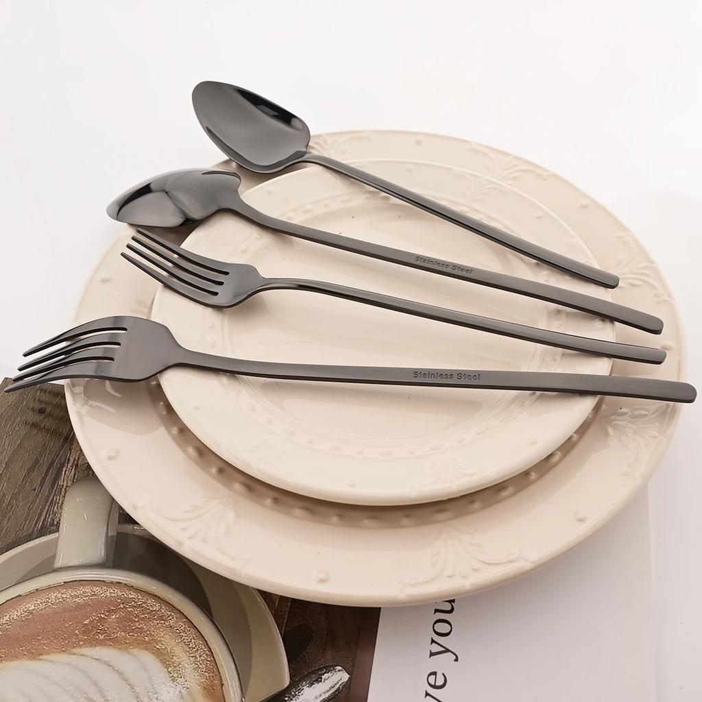 40pcs Rose Gold Dinnerware Set Mirror Fork Knife Spoon Tableware Western Stainless Steel Cutlery Set Dessert Fork Spoon Flatware