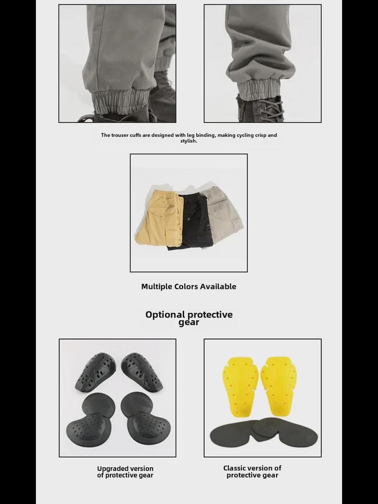 Calças unissex para motociclista: Macacão antiqueda, com vários bolsos e ajuste slim para todas as estações