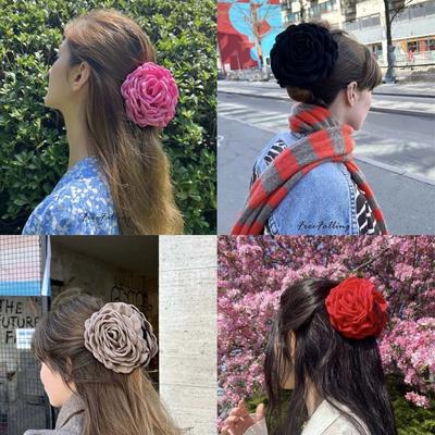 Französische Vintage Rosenblume Haarspange Damen Krabbenhaarspange Fortgeschrittenes Temperament Rückwärts Große Haar-Krabbe Süße Accessoires
