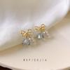 Christmas Bell Ear Clips: Crystal Glass Bowknot Earrings, Painless, No-Piercing.
