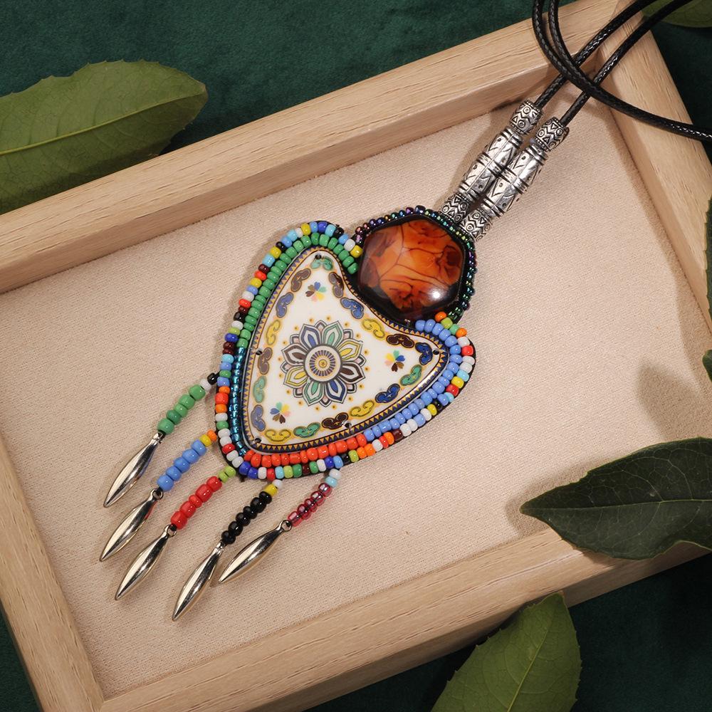 Bohemian Ethnic Leather Tassel Necklace