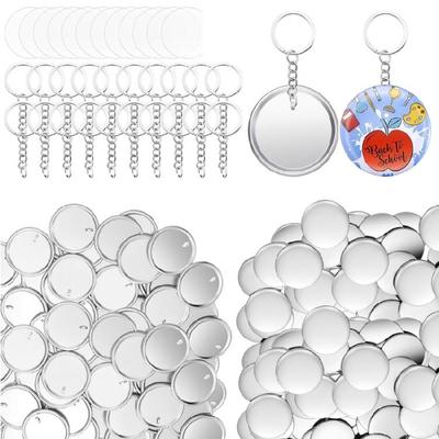 100Pcs Keychain Button Badge Set, 58mm Metal Badge and Craft Keyrings Set for Craft and Keychain Accessories
