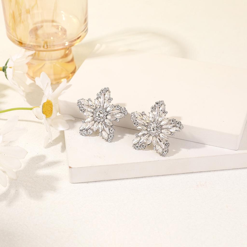Christmas Star Stud Earrings Minimalist Colorful CZ Hoops Elegant Jewelry For Women