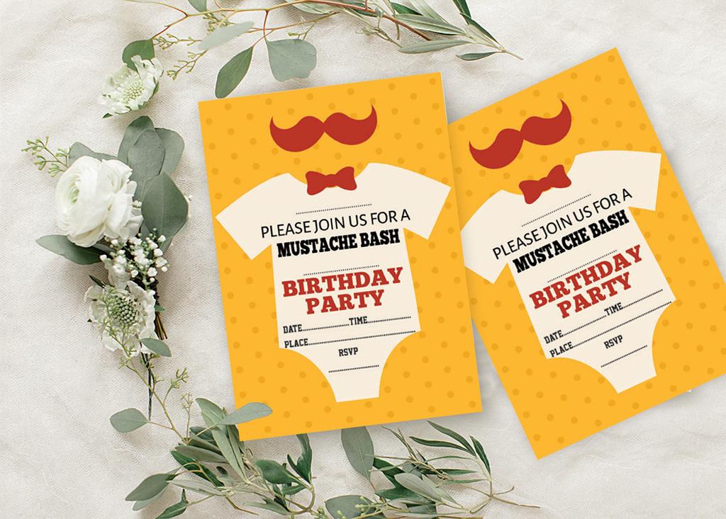 Darling Souvenir Orange Birthday Invitation Card Printable Elegant Fill or Write In Blank Party Invites 28 Pcs 5 X 7