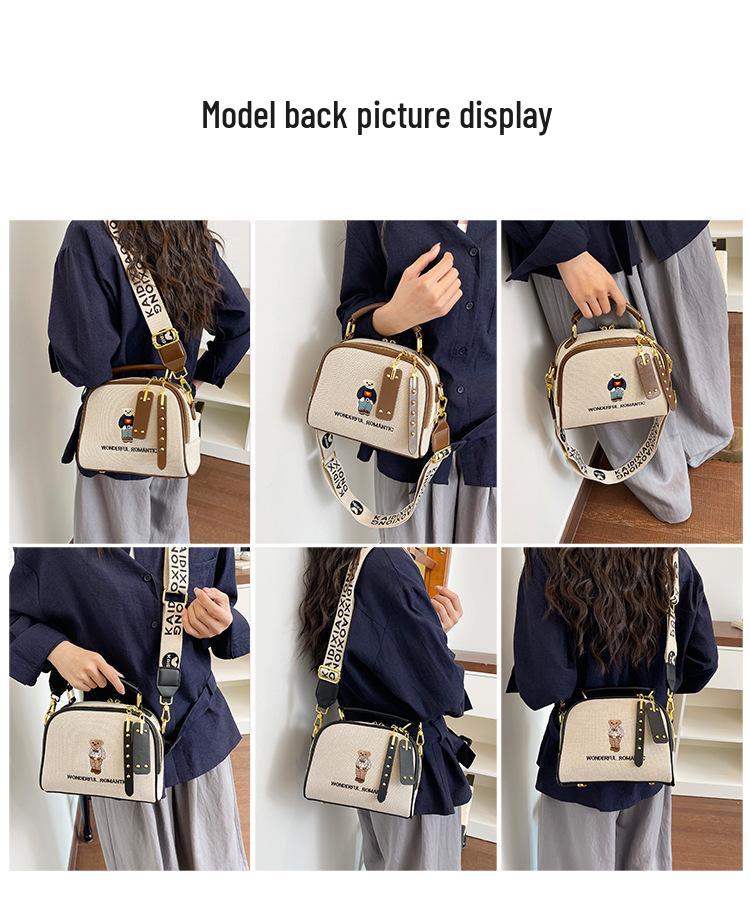 2026 New Bear Embroidery Women's Versatile Crossbody Shoulder Bag
