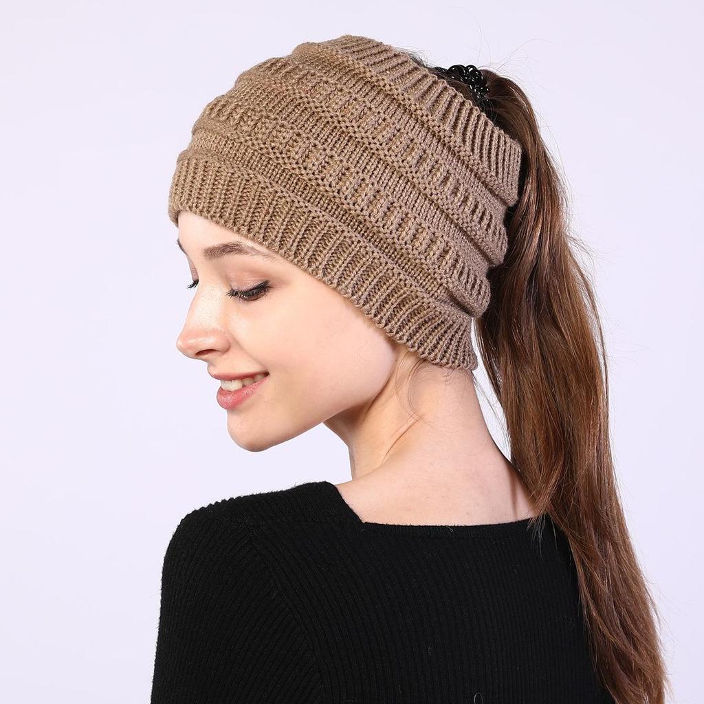 New Autumn and Winter Ladies Knitted Hair Band Widening Face Wash Head Cover Empty Top Hat Warm Sports Cap