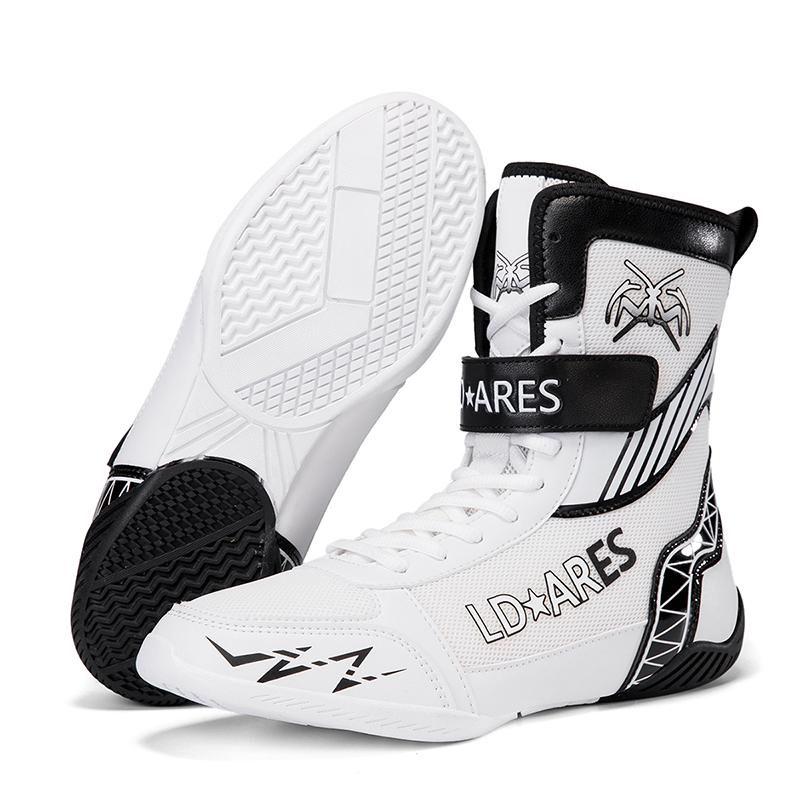 Professional Wrestling Shoes for Men Lightweight Male Boxing Training Sneakers Large Size Black White Big Size