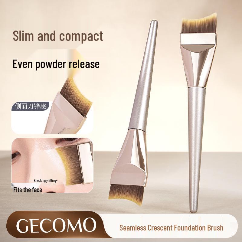 GECOMO Dual-Use Seamless Crescent Foundation & Fishtail Makeup Brush