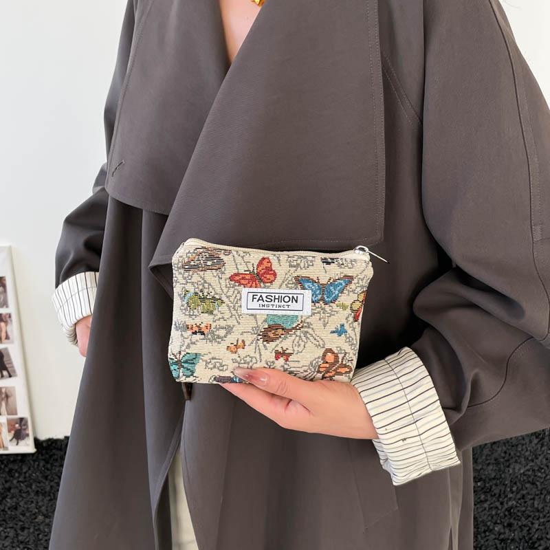 Yogodlns Women Floral Fabric Makeup Bag Cosmetics Case Brush Wash Bag for Birthday Holiday Gifts