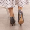 Women's Fashion Gray Patent Leather Heeled Shoes