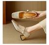 Fashion Spring new light colored medium to single order shoes color blocked square toe versatile casual comfortable women's shoes