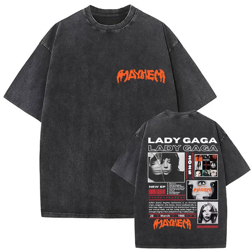 

Vintage Washed Lady Gaga Artpop Graphic Print T Shirts Unisex Women Fashion High Quality Oversized Cotton Tshirt Loose Streetwear S