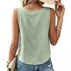 Camiseta sin mangas de moda para mujer, con botones, estilo tank top, casual, corte holgado, blusa de lino ligera para verano, chaleco para uso diario