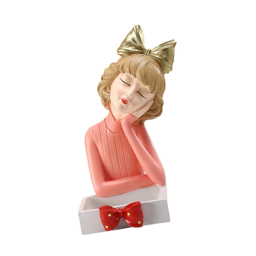 Girl Resin Statue Figurine,Decorative Bowl Holder Organizer Serving Tray Storage Box for Cabinet Countertop Sundries Entrance